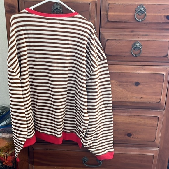 NWT We The Free Brown And Red Striped Crewneck Size Large - Picture 6 of 12